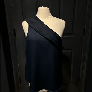 DREW Blue Asymmetrical Sleeveless Blouse